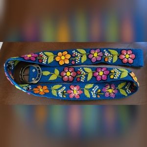 BN Peruvian belt; BOHO style; embroided multicolor flowers 47" L x 2 1/4" W